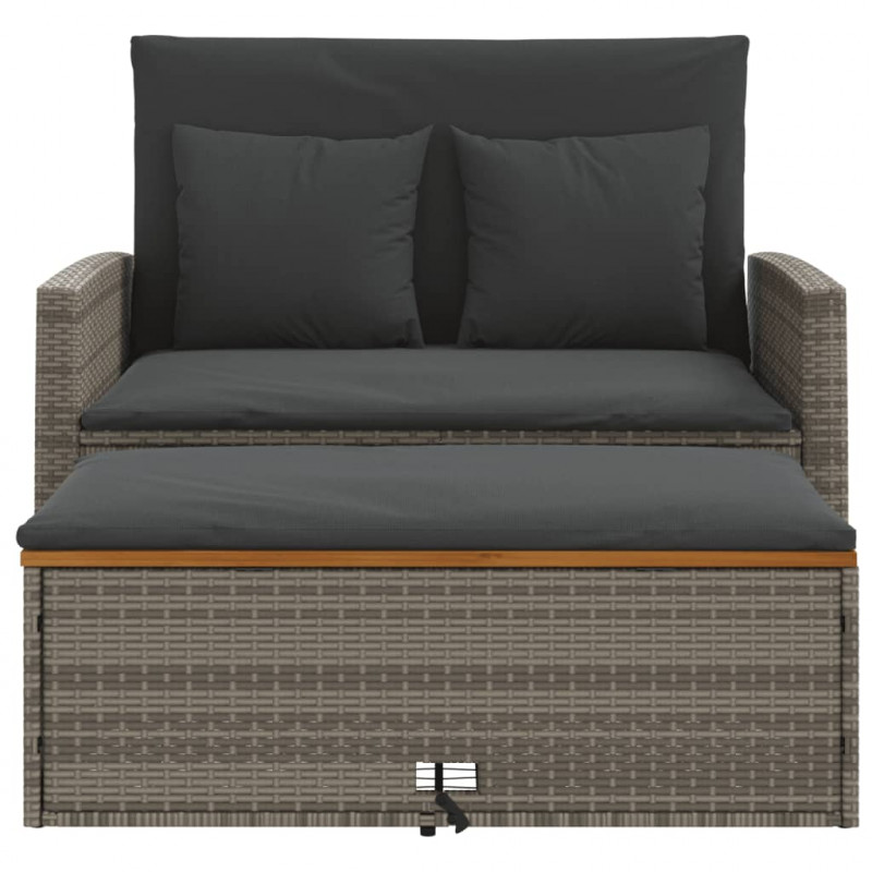 Sofa ogrodowa z poduszkami, 2-os., szara, rattan PE i akacja