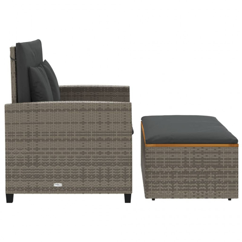 Sofa ogrodowa z poduszkami, 2-os., szara, rattan PE i akacja