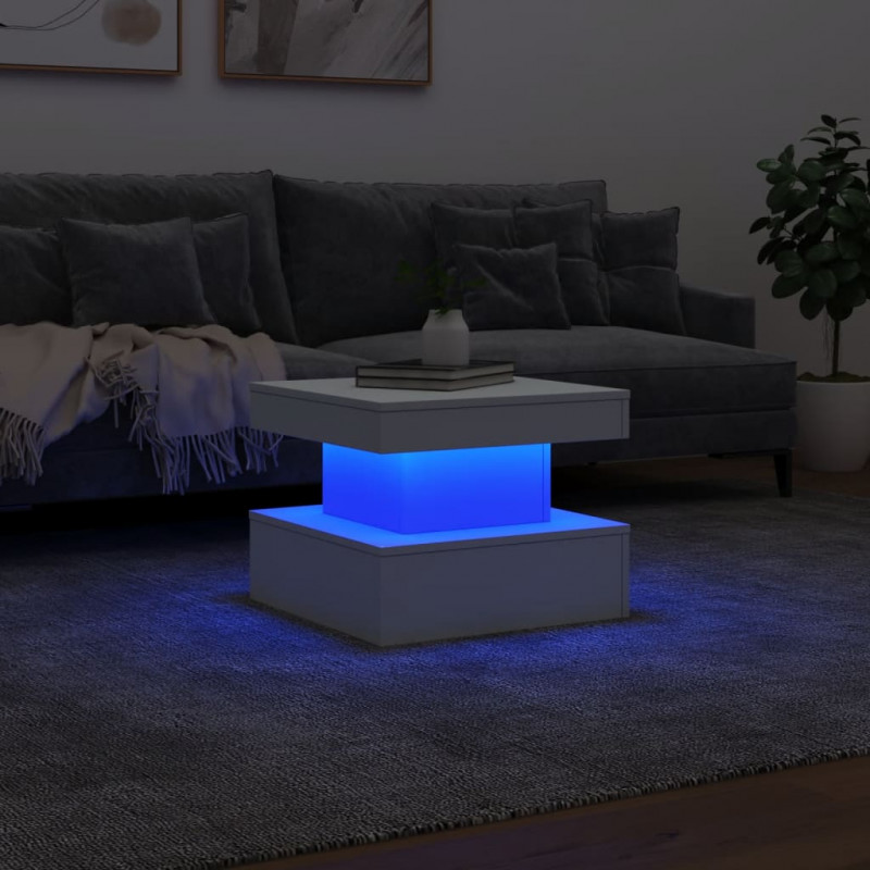Stolik kawowy z oświetleniem LED, biały, 50x50x40 cm