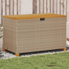 Skrzynia ogrodowa, beżowa, 110x55x63 cm, polirattan i akacja