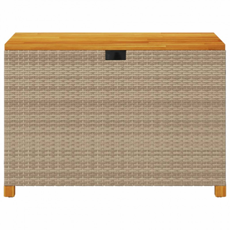 Skrzynia ogrodowa, beżowa, 110x55x63 cm, polirattan i akacja