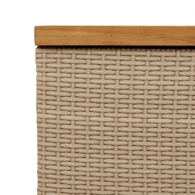 Skrzynia ogrodowa, beżowa, 110x55x63 cm, polirattan i akacja