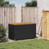 Skrzynia ogrodowa, czarna, 110x55x63 cm, polirattan i akacja