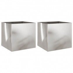 Donice, 2 szt., srebrne, 42x40x39 cm, stal nierdzewna