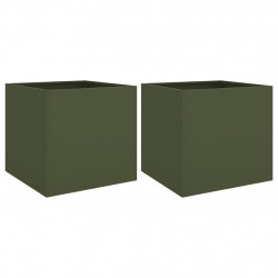 Donice, 2 szt., oliwkowa, 42x40x39 cm, stal