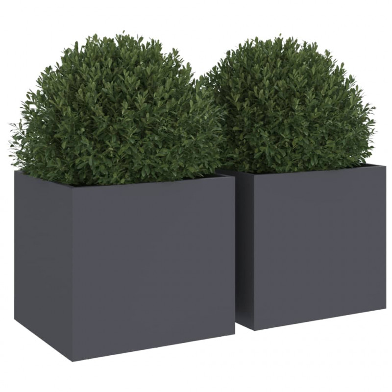 Donice, 2 szt., antracytowe, 32x30x29 cm, stal
