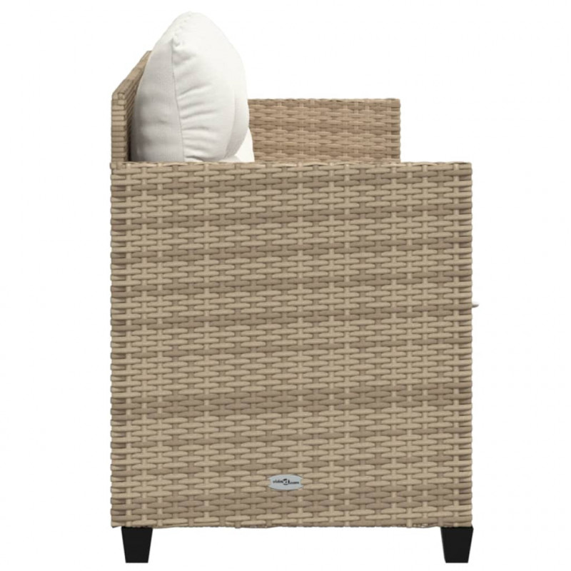Leżanka z poduszkami, beżowa, rattan PE