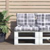 Poduszki na sofę z palet, 2 szt., szara krata, tkanina