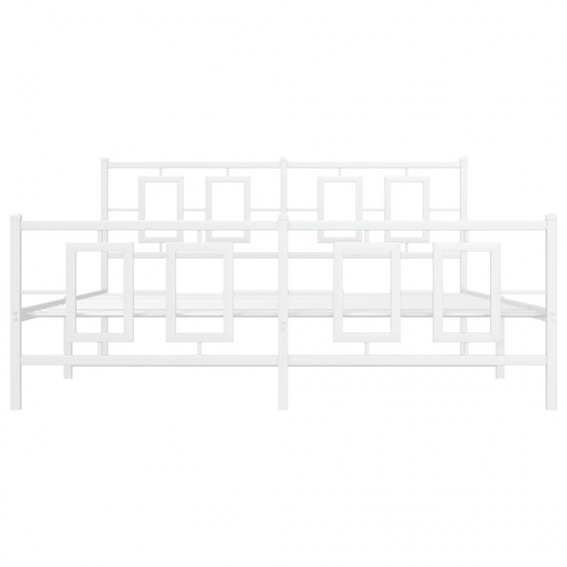Metalowa rama łóżka z wezgłowiem i zanóżkiem, biała, 160x200 cm