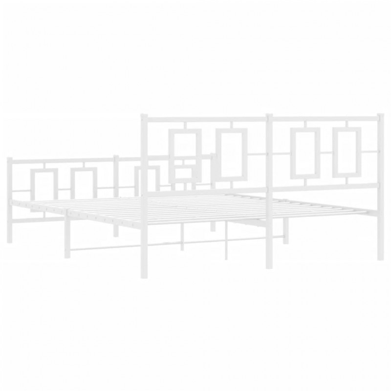 Metalowa rama łóżka z wezgłowiem i zanóżkiem, biała, 160x200 cm