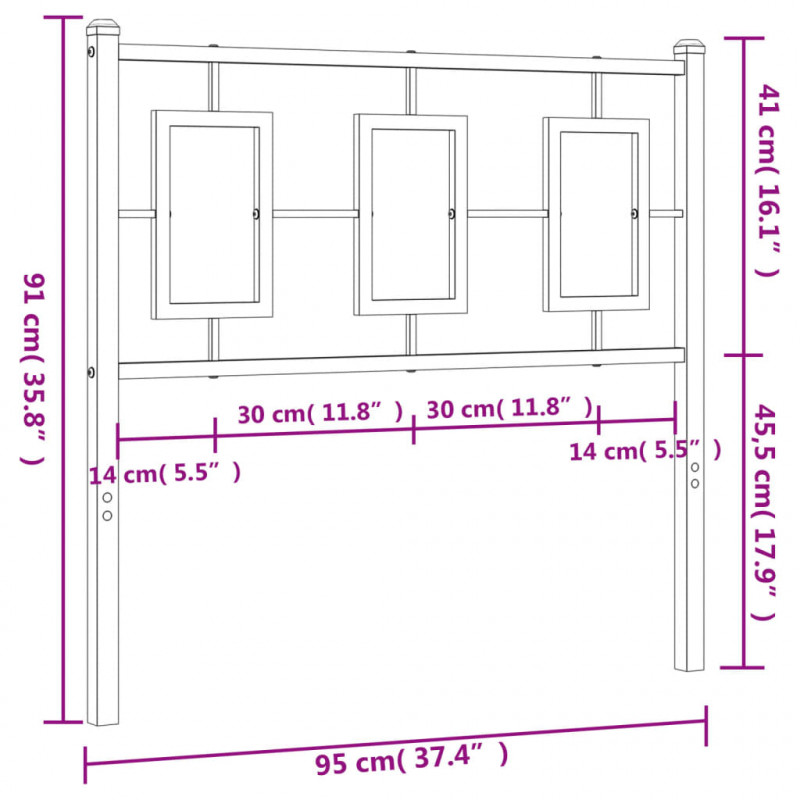 Metalowe wezgłowie, białe, 90 cm