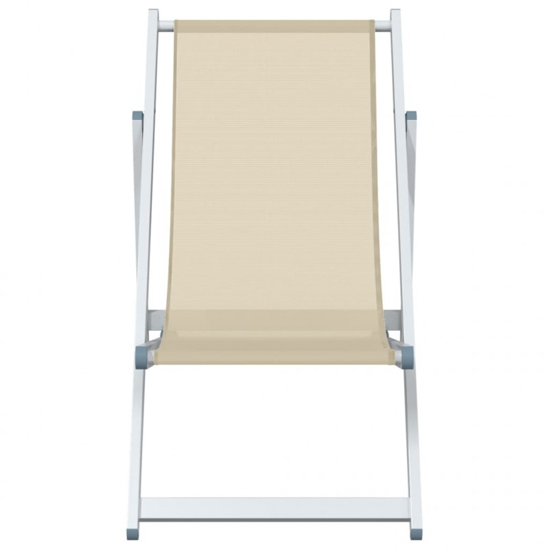 Składane krzesła plażowe, 2 szt, kremowe, aluminium i textilene
