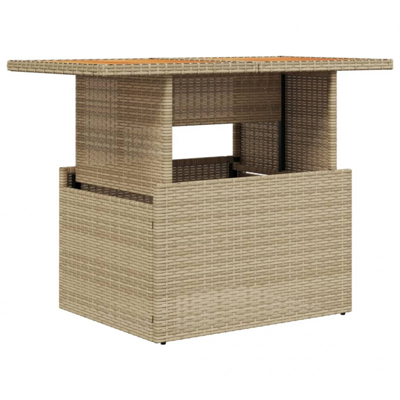 Stół ogrodowy, beżowy, 100x55x73 cm, polirattan i akacja