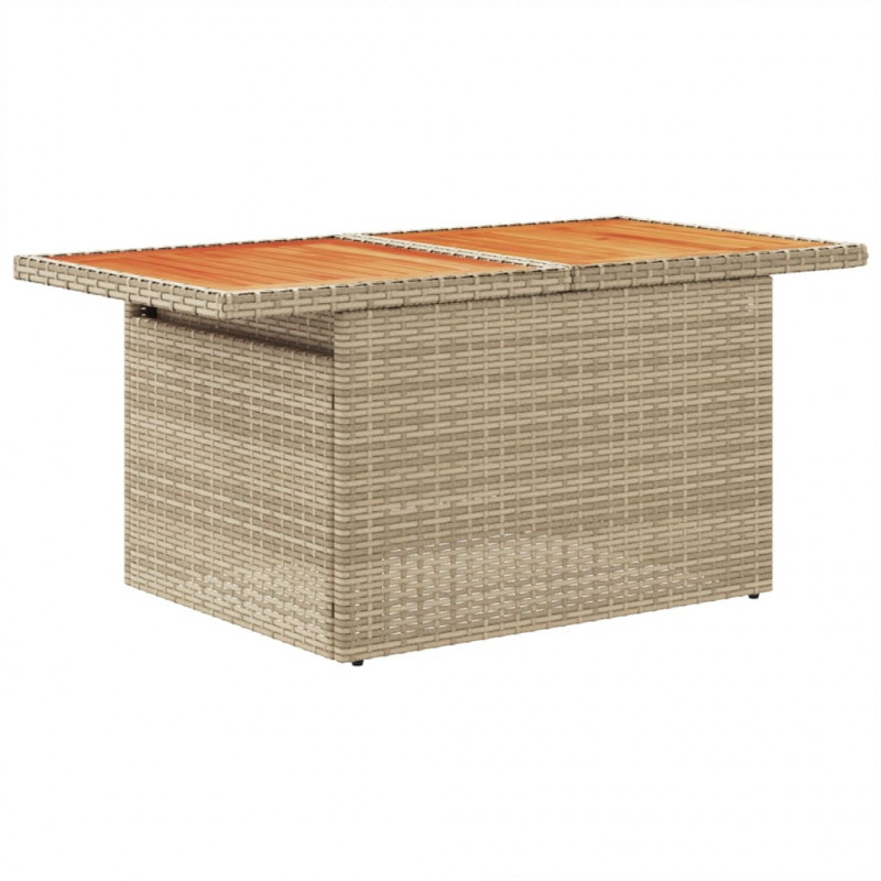 Stół ogrodowy, beżowy, 100x55x73 cm, polirattan i akacja