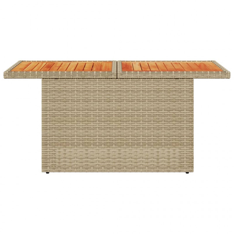 Stół ogrodowy, beżowy, 100x55x73 cm, polirattan i akacja