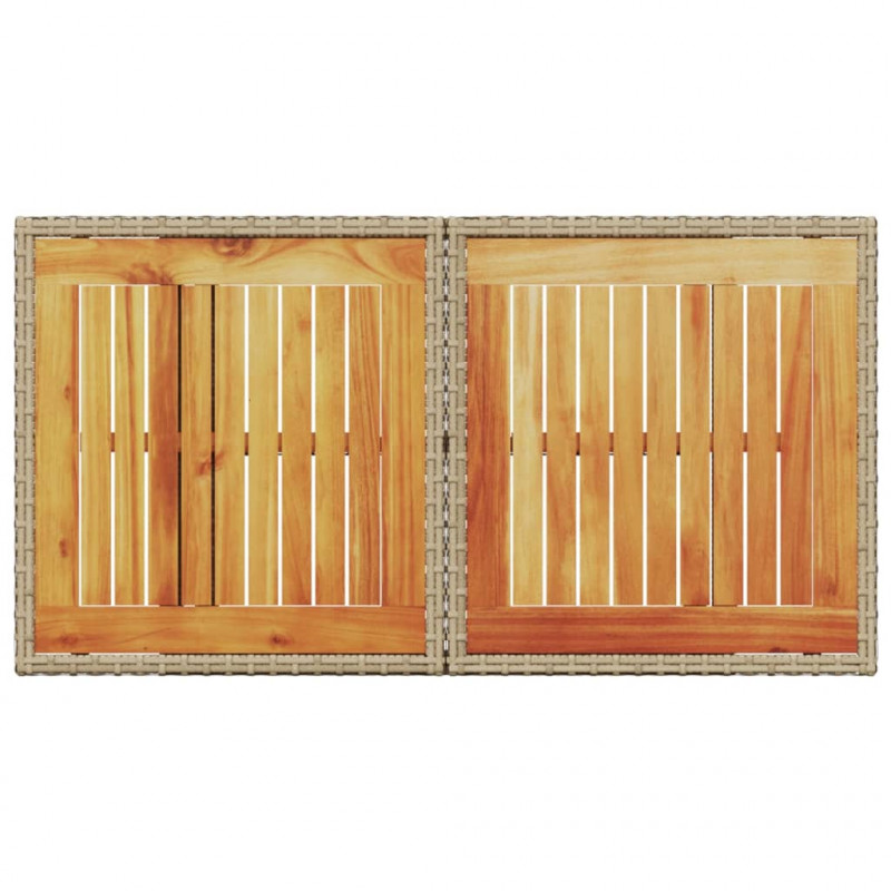 Stół ogrodowy, beżowy, 100x55x73 cm, polirattan i akacja