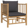 Sofa ogrodowa z ciemnoszarymi poduszkami, bambusowa