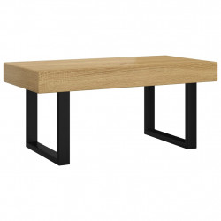 Stolik kawowy, jasnobrązowo-czarny, 90x45x40 cm, MDF i żelazo