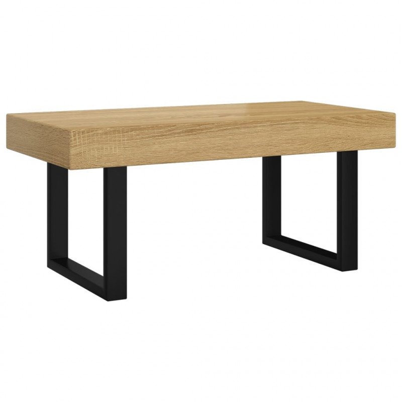 Stolik kawowy, jasnobrązowo-czarny, 90x45x40 cm, MDF i żelazo