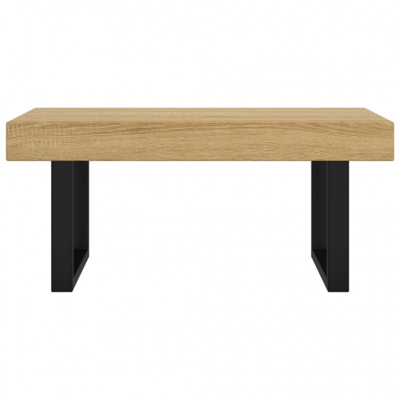 Stolik kawowy, jasnobrązowo-czarny, 90x45x40 cm, MDF i żelazo