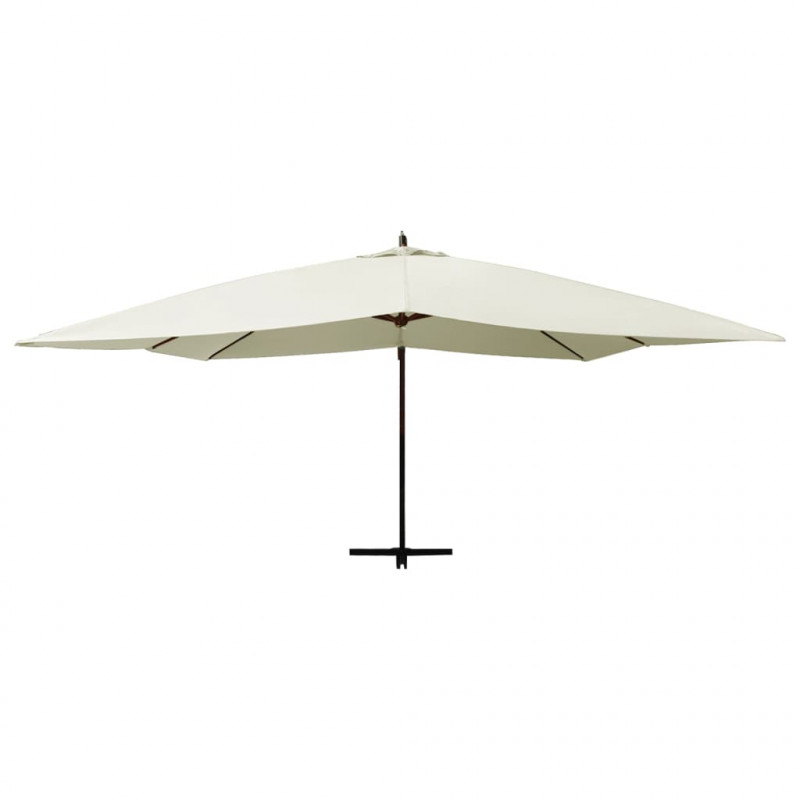 Wiszący parasol z drewnianym słupkiem, 400x300 cm, piaskowy