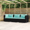 3-osobowa sofa ogrodowa z poduszkami, czarna, polirattan