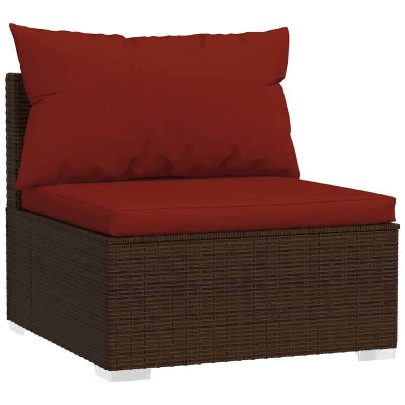 3-osobowa sofa ogrodowa z poduszkami, polirattan, brązowa
