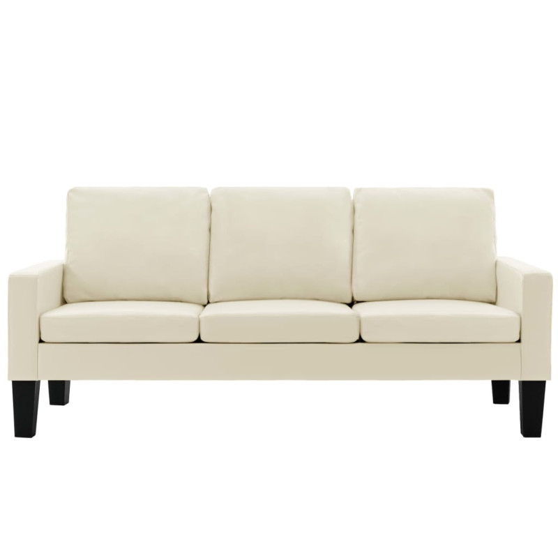 3-osobowa sofa, kremowa, sztuczna skóra