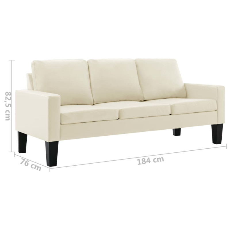 3-osobowa sofa, kremowa, sztuczna skóra