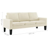 3-osobowa sofa, kremowa, sztuczna skóra
