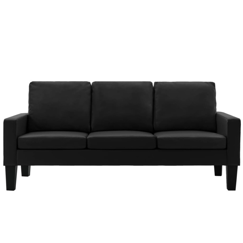 3-osobowa sofa, czarna, sztuczna skóra