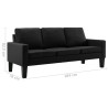 3-osobowa sofa, czarna, sztuczna skóra