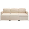 3-osobowa, rozkładana sofa modułowa, kremowa, tkanina