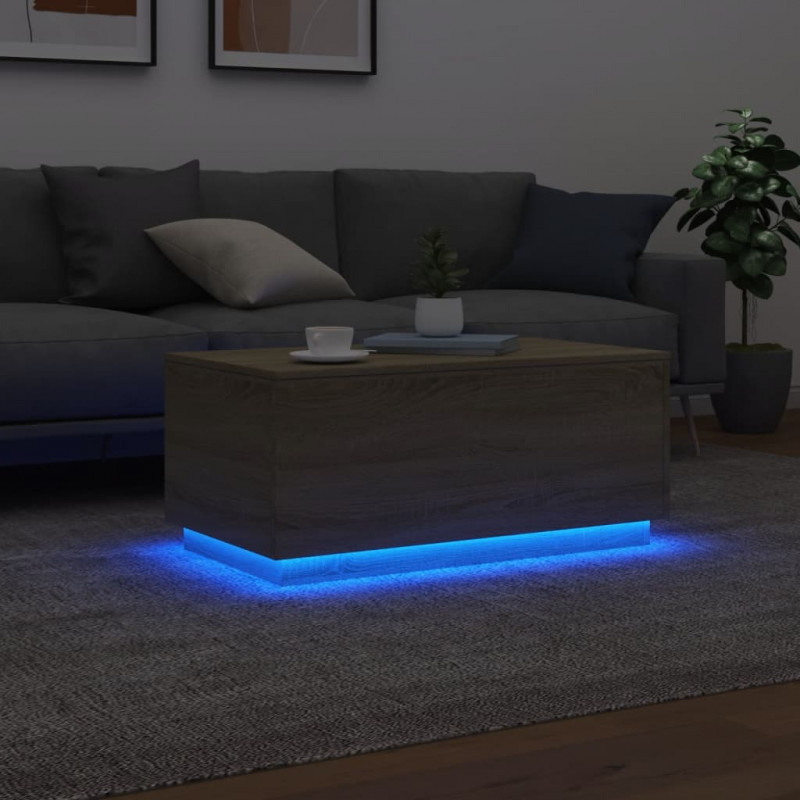 Stolik kawowy z oświetleniem LED, dąb sonoma, 90x50x40 cm