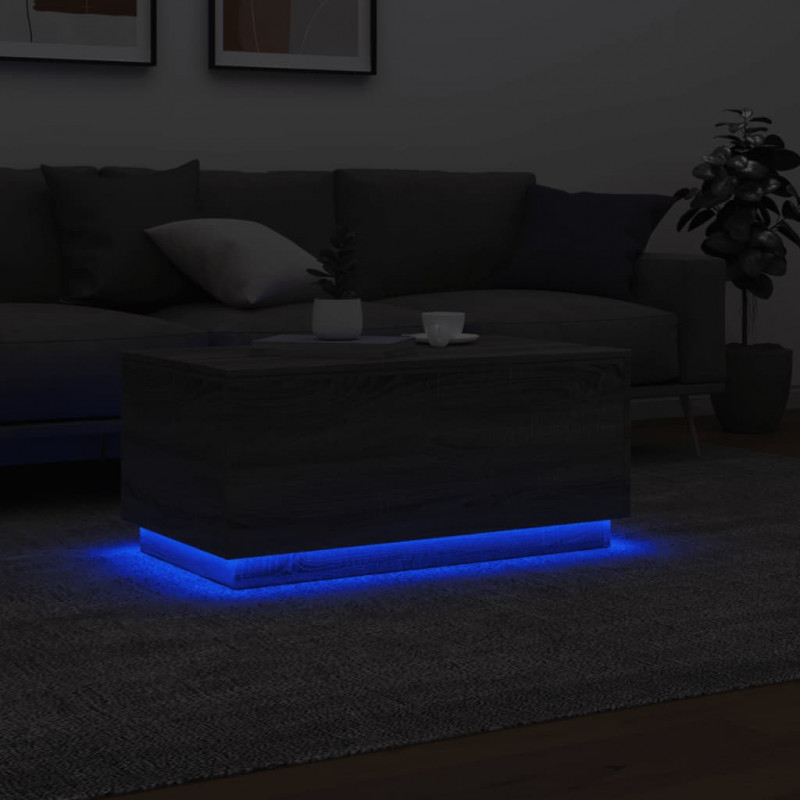Stolik kawowy z oświetleniem LED, szary dąb sonoma, 90x50x40 cm