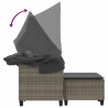 2-os. sofa ogrodowa z daszkiem i podnóżkami, szara, rattan PE