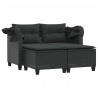 2-os. sofa ogrodowa z daszkiem i podnóżkami, czarna, rattan PE