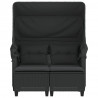 2-os. sofa ogrodowa z daszkiem i podnóżkami, czarna, rattan PE