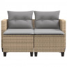 Sofa ogrodowa 2-osobowa ze stołkami, beżowa, rattan PE