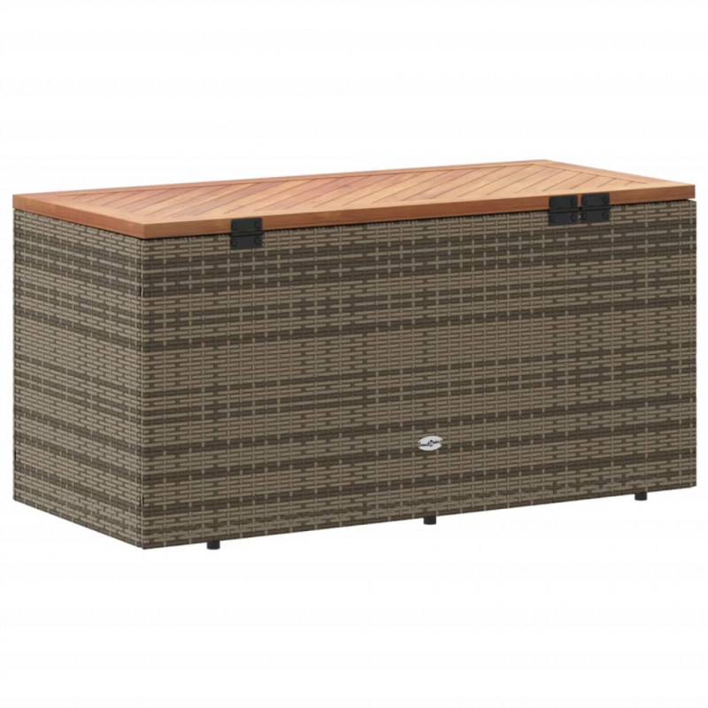 Skrzynia ogrodowa, szara, 110x50x54 cm, polirattan i akacja
