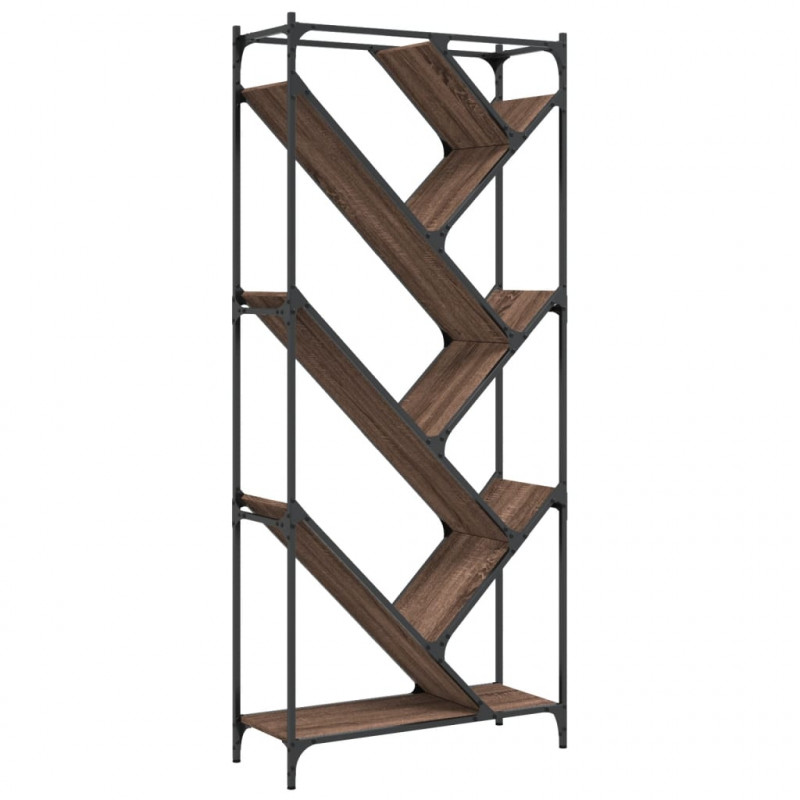 Regał, brązowy dąb 79x30x180 cm materiał drewnopochodny i metal