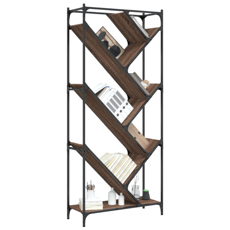 Regał, brązowy dąb 79x30x180 cm materiał drewnopochodny i metal