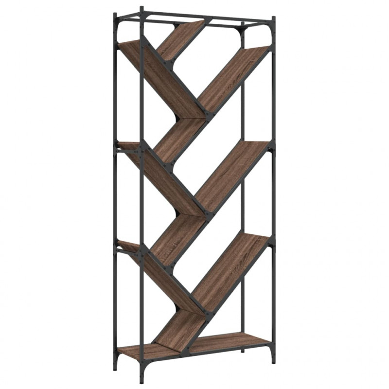Regał, brązowy dąb 79x30x180 cm materiał drewnopochodny i metal