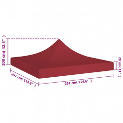 Dach namiotu imprezowego, 3 x 3 m, burgund, 270 g/m²