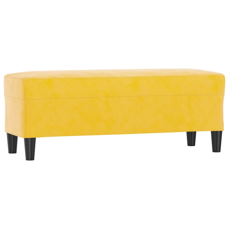 Ławka, żółty, 100x35x41 cm, tapicerowana aksamitem