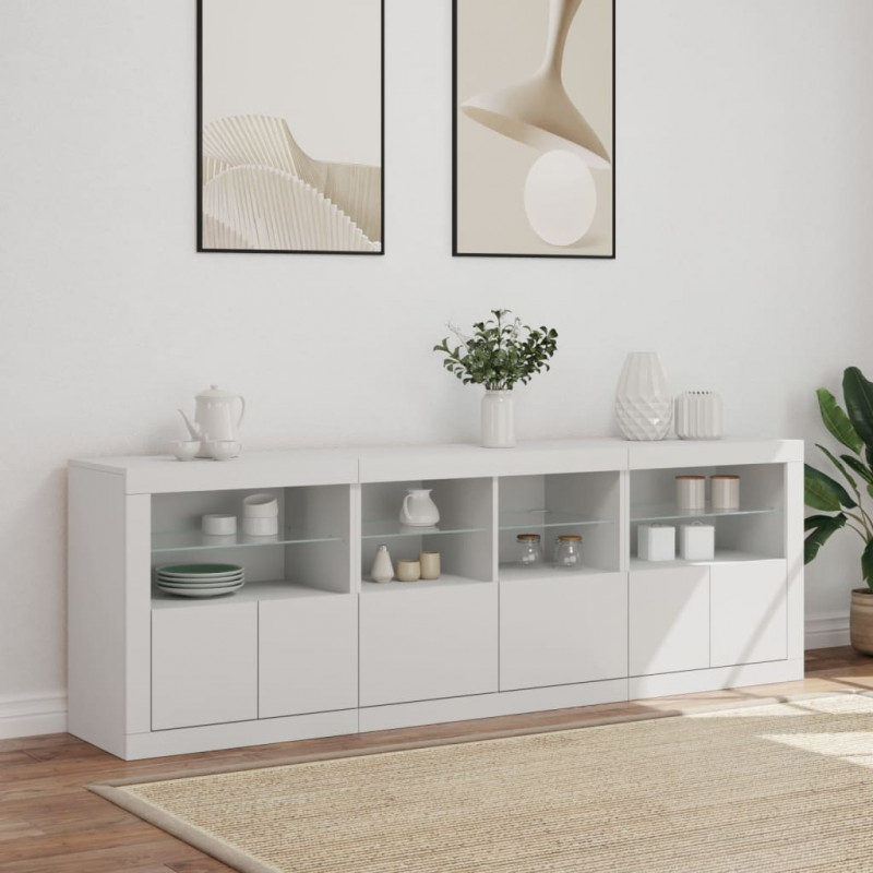Szafka z oświetleniem LED, biała, 202x37x67 cm