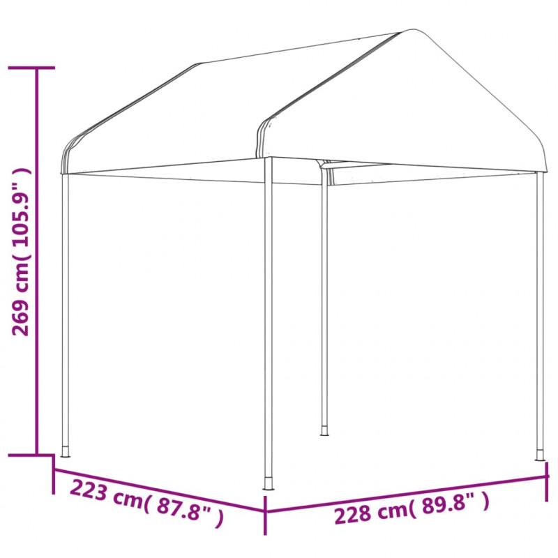 Namiot ogrodowy z dachem, biały, 13,38x2,28x2,69 m, polietylen