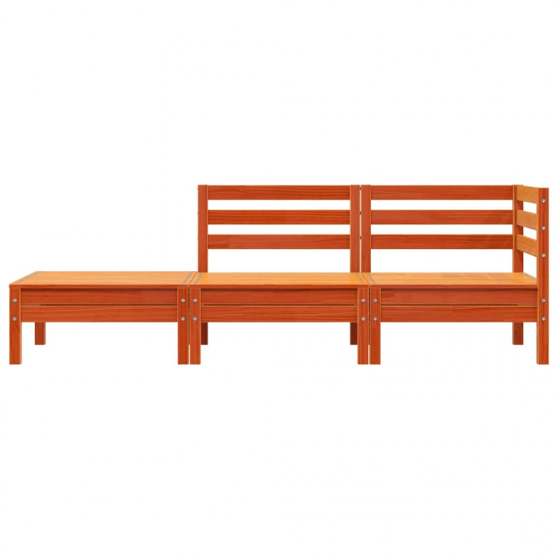 Ogrodowa sofa 3-osobowa, woskowy brąz, lite drewno sosnowe