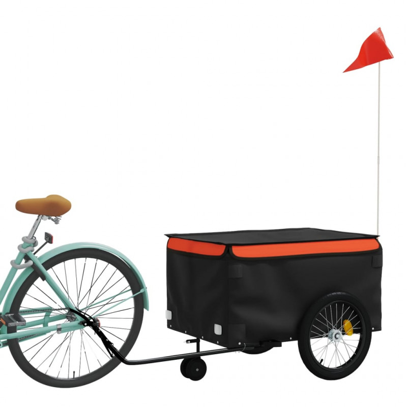 Przyczepka rowerowa, czarno-pomarańczowa, 45 kg, żelazo