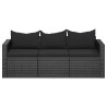 3-osobowa sofa ogrodowa z poduszkami, czarna, polirattan